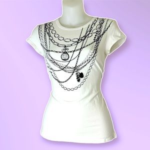 INC international concepts chains tee shirt with rhinestones